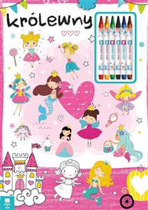 Obrazek Kolorowanka Królewny z kredkami