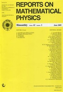 Bild von Reports on Mathematical Physics 79/3 2009
