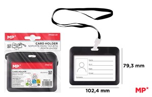 Bild von Etui MP na identyfikator czarne poziome ze smyczą